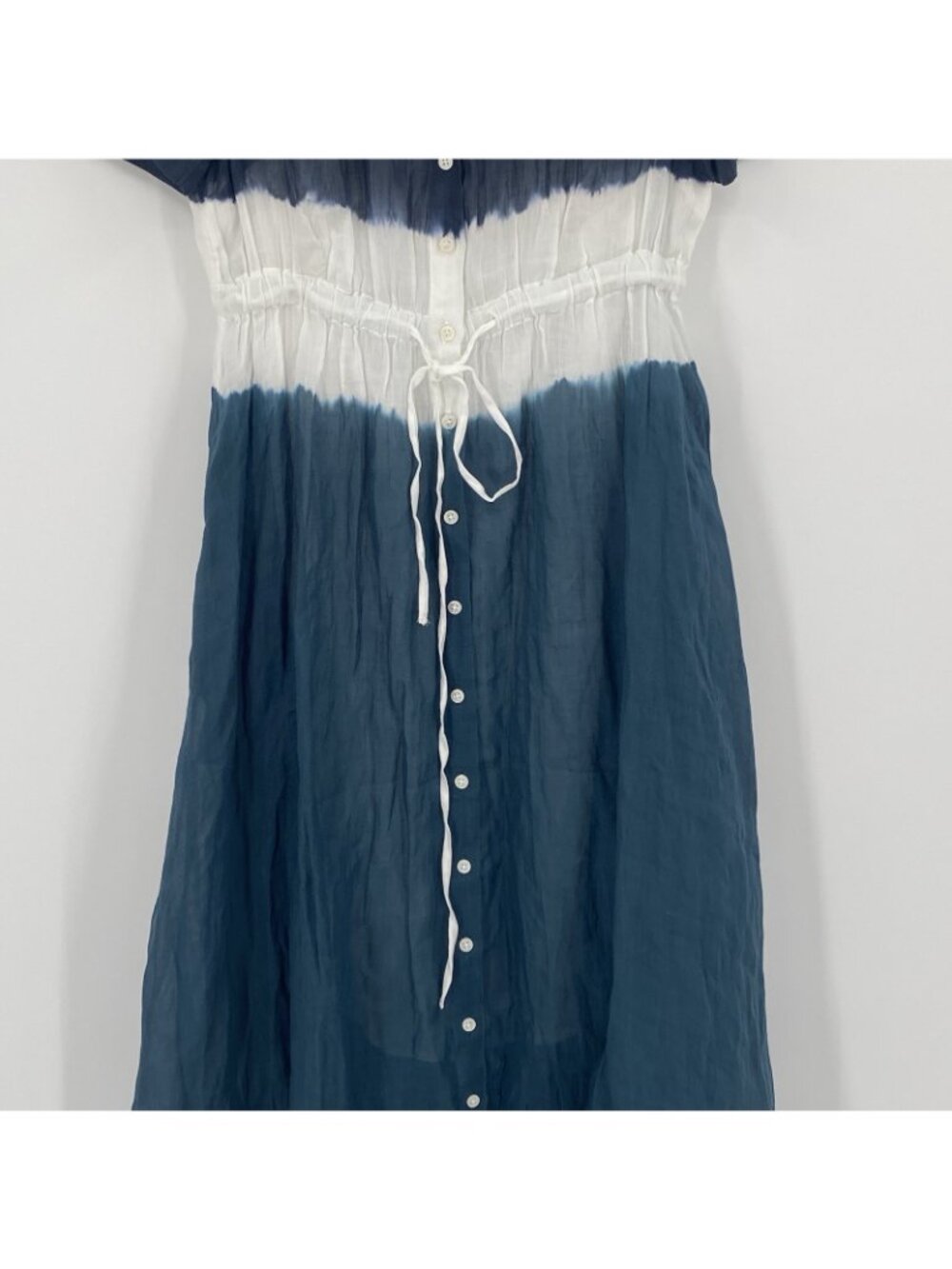 J Crew Size 8P Cerise Shirtdress in Dip-Dyed Ramie Smocked Waist Petite CL088 - Picture 7 of 16